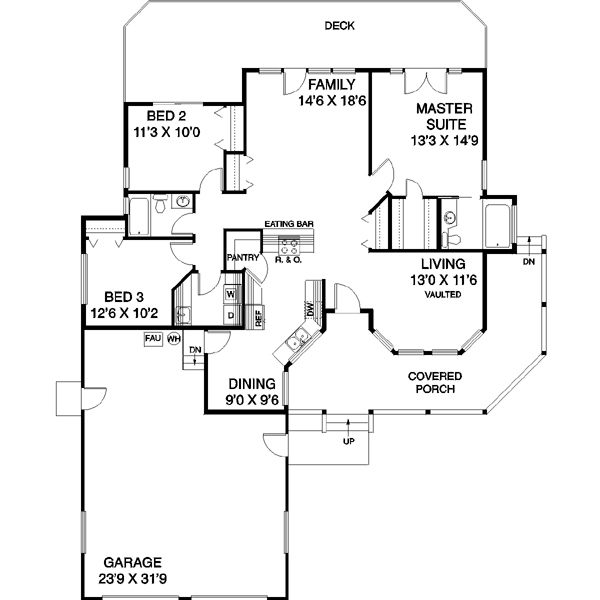 House Plan Design - Country Floor Plan - Main Floor Plan #60-148