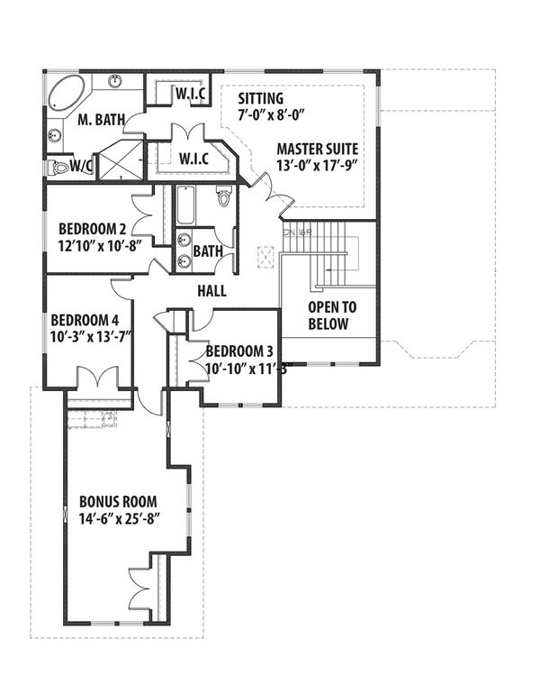 Traditional Floor Plan - Upper Floor Plan #569-39