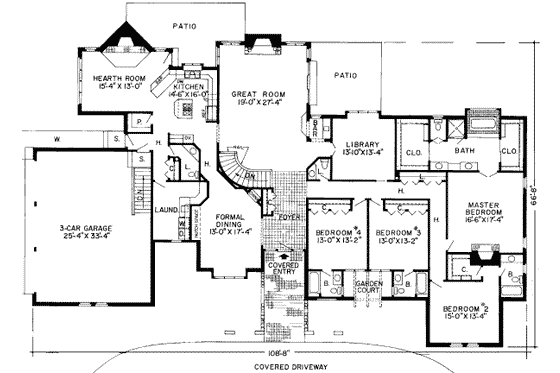 Floor Plan - Main Floor for Traditional House Plan #312-107 - 4 bed, 4.5 bath