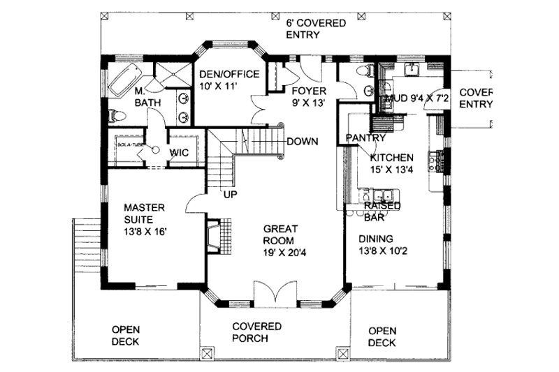 Dream House Plan - Floor Plan - Main Floor for Bungalow House Plan #117-638 - 3 bed, 4.5 bath
