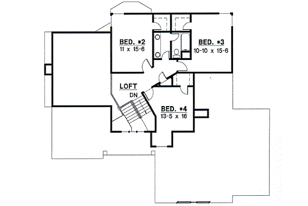 Traditional Floor Plan - Upper Floor Plan #67-397