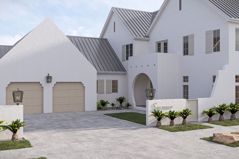 Architectural House Design - Exterior - Front Elevation 3 for Mediterranean House Plan #455-807 - 4 bed, 4.5 bath