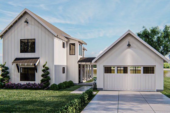 Exterior - Front Elevation for Farmhouse House Plan #455-208 - 2 bed, 2 bath