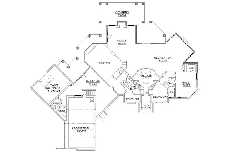 House Design - Floor Plan - Lower Floor for European House Plan #5-454 - 6 bed, 7.5 bath