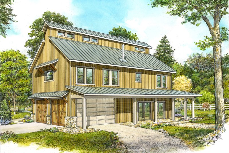House Blueprint - Farmhouse Exterior - Front Elevation Plan #140-197