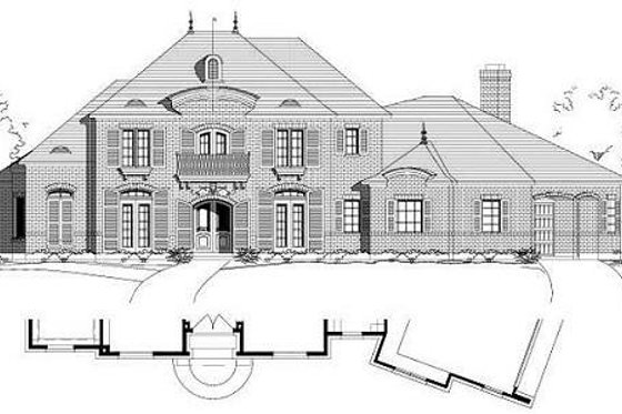 Exterior - Front Elevation for European House Plan #411-512 - 4 bed, 4.5 bath