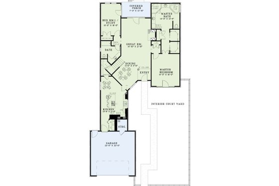 Floor Plan - Main Floor for Traditional House Plan #17-3174 - 4 bed, 3 bath