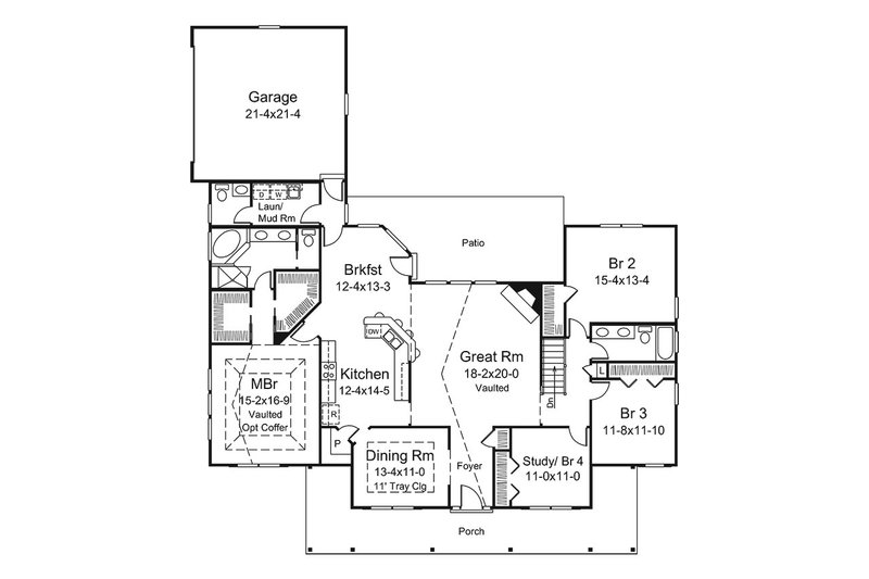 Home Plan - Floor Plan - Main Floor for Country House Plan #57-650 - 2 bed, 2.5 bath
