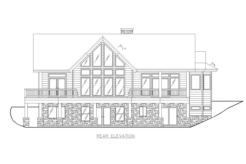 Dream House Plan - Exterior - Rear Elevation for Cabin House Plan #117-973 - 4 bed, 4 bath