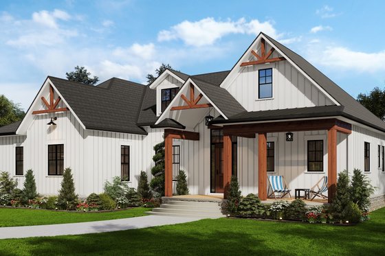 Exterior - Other Elevation for Ranch House Plan #54-565 - 3 bed, 2.5 bath
