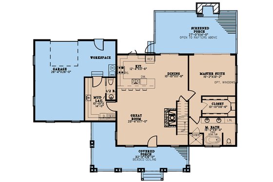 Floor Plan - Main Floor for Country House Plan #923-226 - 3 bed, 2.5 bath
