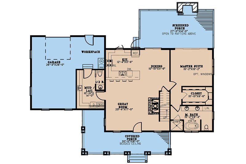 Dream House Plan - Floor Plan - Main Floor for Country House Plan #923-226 - 3 bed, 2.5 bath