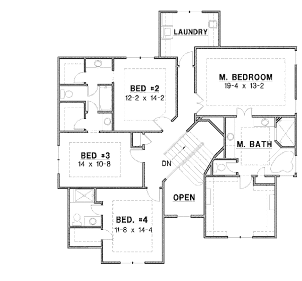 Craftsman Floor Plan - Upper Floor Plan #67-887