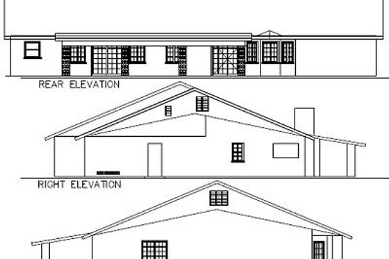 Exterior - Rear Elevation for Adobe / Southwestern House Plan #1-694 - 4 bed, 4 bath