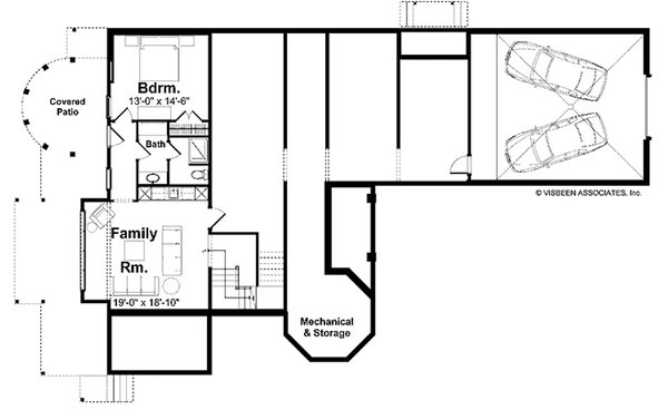 Dream House Plan - Floor Plan - Lower Floor for Farmhouse House Plan #928-443 - 3 bed, 4.5 bath
