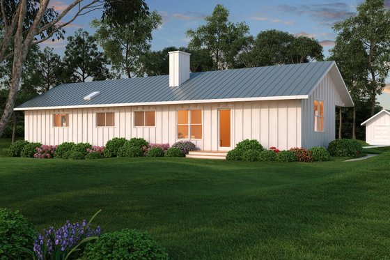 Exterior - Rear Elevation for Ranch House Plan #888-4 - 2 bed, 2 bath