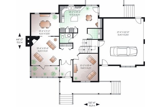 Floor Plan - Main Floor for Country House Plan #23-745 - 3 bed, 2.5 bath