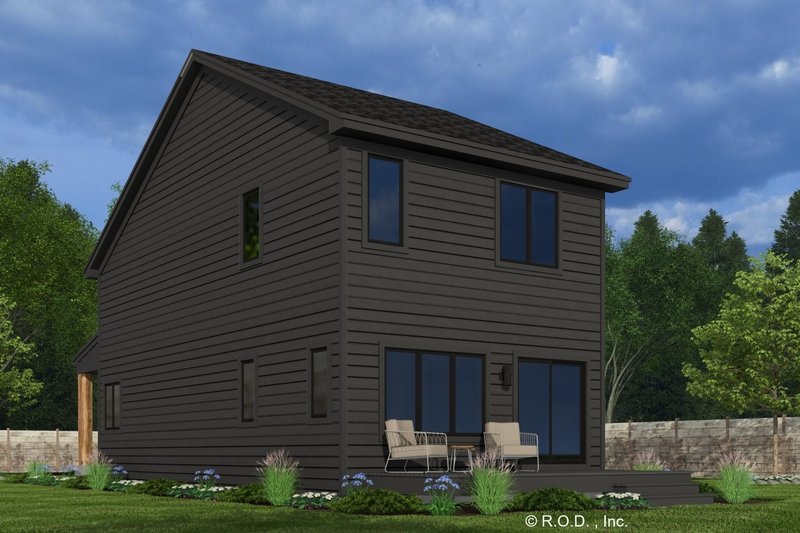House Design - Exterior - Rear Elevation 2 for Modern House Plan #51-1311 - 2 bed, 2.5 bath