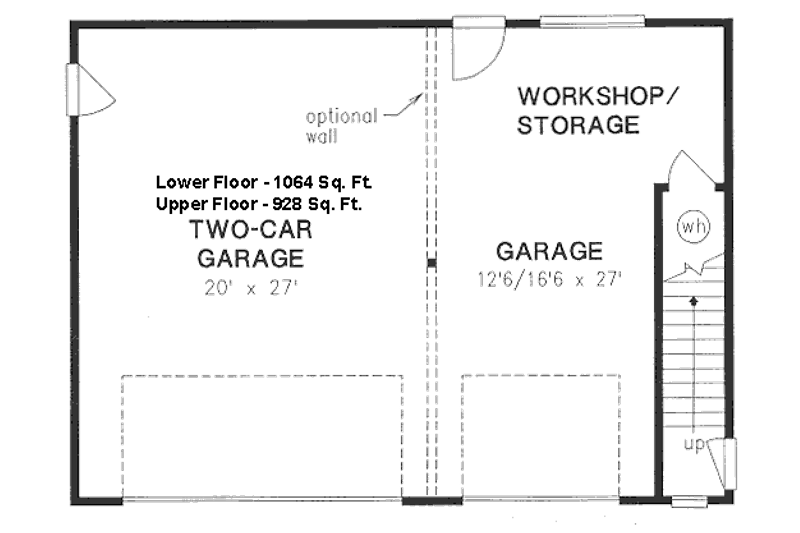 Architectural House Design - Floor Plan - Main Floor for Bungalow House Plan #18-4520 - 2 bed, 1 bath