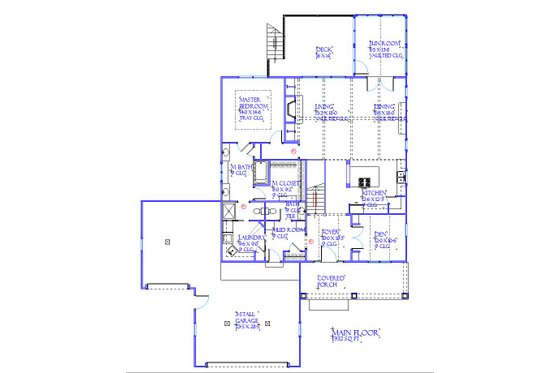 Floor Plan - Main Floor for Traditional House Plan #901-144 - 3 bed, 2.5 bath