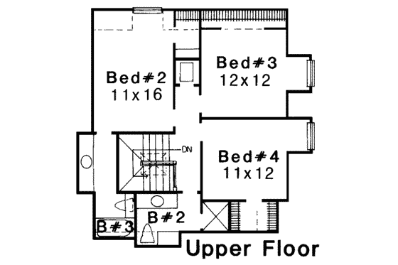 Floor Plan - Upper Floor for European House Plan #310-106 - 4 bed, 3.5 bath