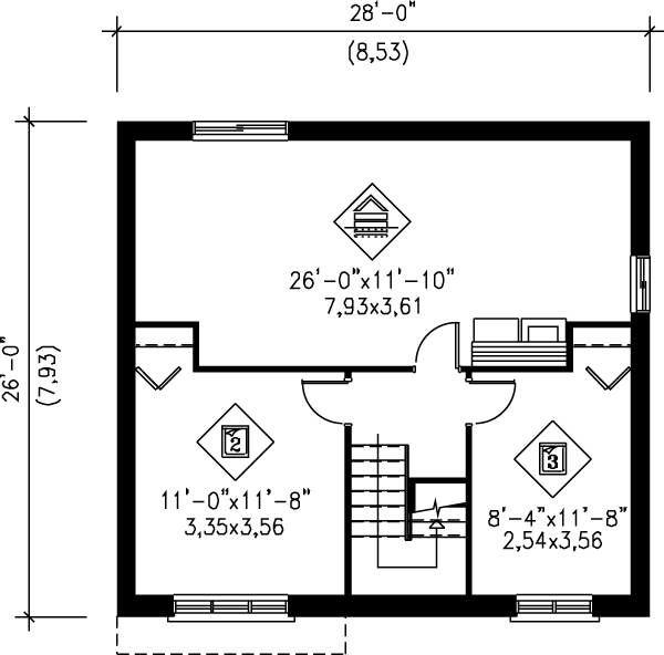 Contemporary Floor Plan - Lower Floor Plan #25-1077