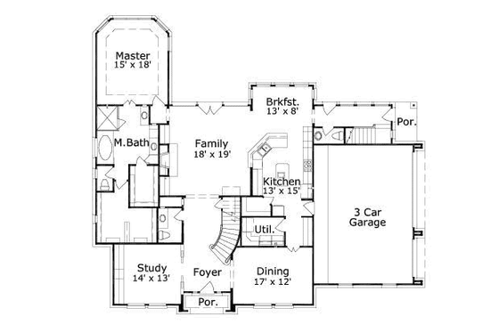 Floor Plan - Main Floor for Traditional House Plan #411-159 - 4 bed, 3.5 bath