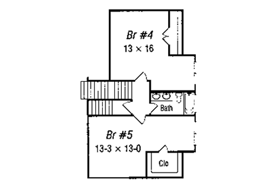 Floor Plan - Upper Floor for European House Plan #329-305 - 5 bed, 3.5 bath