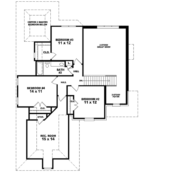 Floor Plan - Upper Floor for European House Plan #81-749 - 4 bed, 2.5 bath