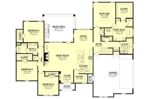 Floor Plan - Main Floor for Ranch House Plan #430-169 - 4 bed, 2.5 bath
