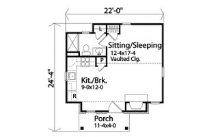 Floor Plan - Main Floor for Cottage House Plan #22-594 - 1 bed, 1 bath