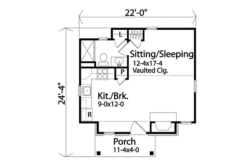 Dream House Plan - Floor Plan - Main Floor for Cottage House Plan #22-594 - 1 bed, 1 bath