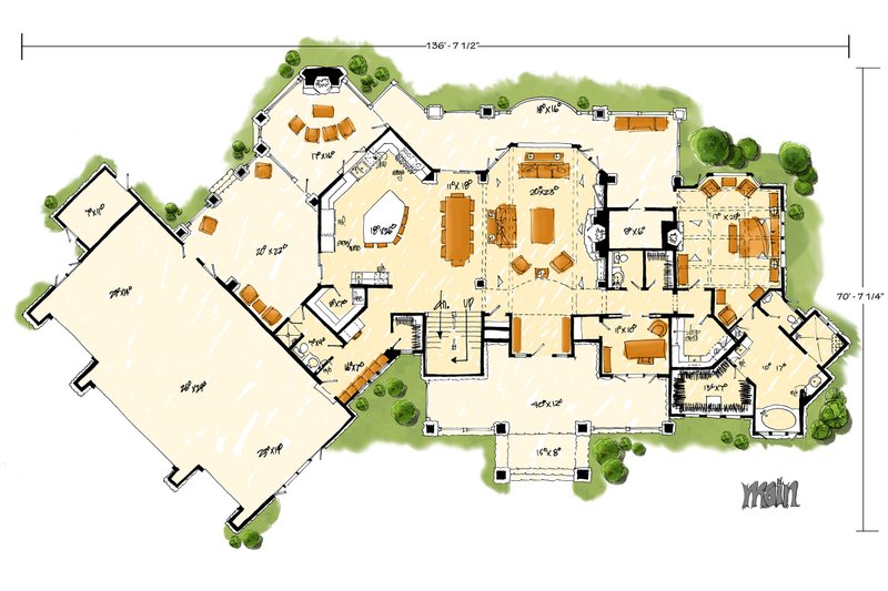 Home Plan - Floor Plan - Main Floor for Prairie House Plan #942-37 - 4 bed, 4.5 bath