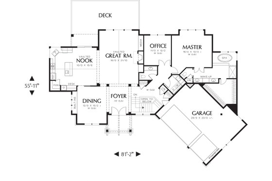 Floor Plan - Main Floor for Craftsman House Plan #48-467 - 4 bed, 3.5 bath