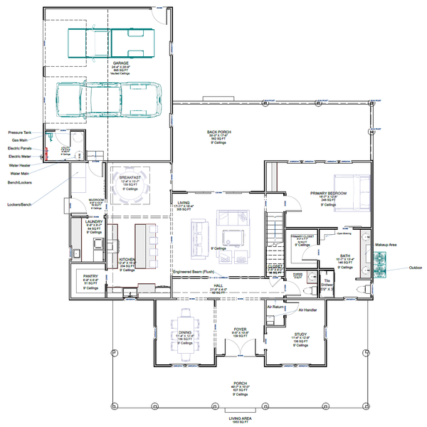 Craftsman Floor Plan - Main Floor Plan #1116-33