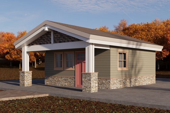 Exterior - Front Elevation 4 for Craftsman House Plan #1106-185, 1 bath