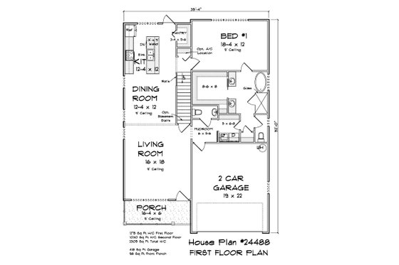 Floor Plan - Main Floor for Cottage House Plan #513-2281 - 4 bed, 3.5 bath