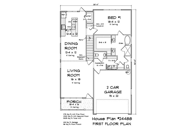 House Design - Floor Plan - Main Floor for Cottage House Plan #513-2281 - 4 bed, 3.5 bath