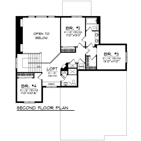 Dream House Plan - Traditional Floor Plan - Upper Floor Plan #70-724