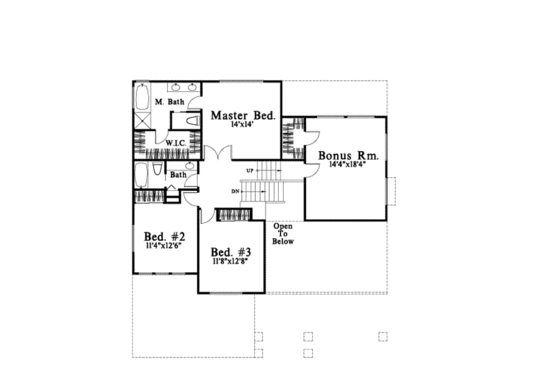 Floor Plan - Upper Floor for Traditional House Plan #78-137 - 3 bed, 2.5 bath
