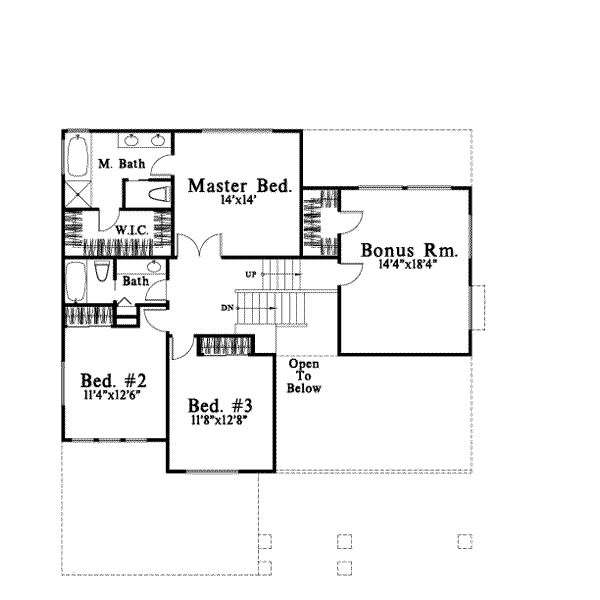 Traditional Floor Plan - Upper Floor Plan #78-137