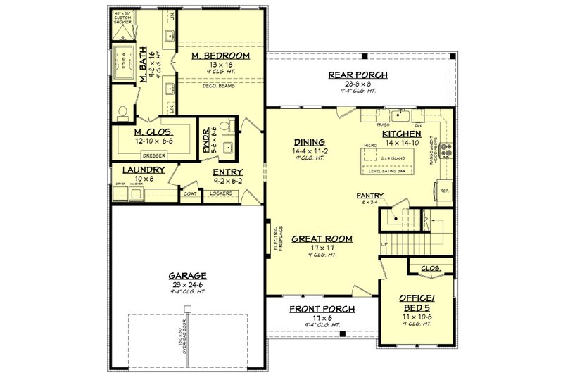 Architectural House Design - Floor Plan - Main Floor for Farmhouse House Plan #430-417 - 5 bed, 2.5 bath
