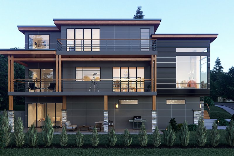 Home Plan - Exterior - Rear Elevation for Contemporary House Plan #1066-34 - 5 bed, 5.5 bath