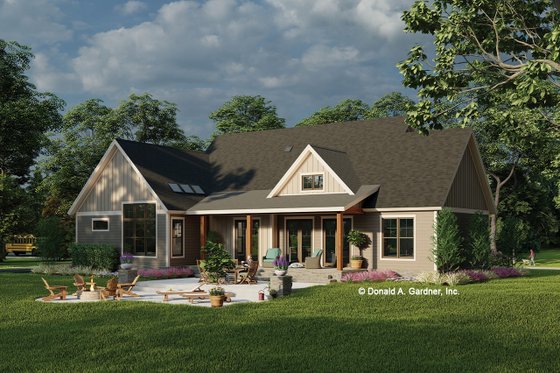 Exterior - Rear Elevation for Craftsman House Plan #929-1179 - 3 bed, 2.5 bath