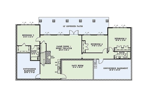 Floor Plan - Lower Floor for European House Plan #17-2567 - 5 bed, 4.5 bath