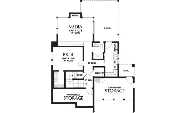 Floor Plan - Lower Floor for Contemporary House Plan #48-656 - 4 bed, 3.5 bath