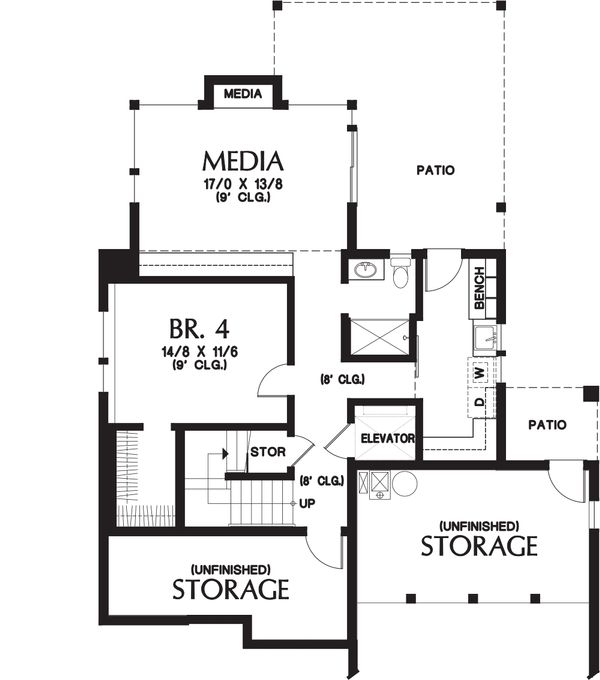 House Design - Contemporary Floor Plan - Lower Floor Plan #48-656