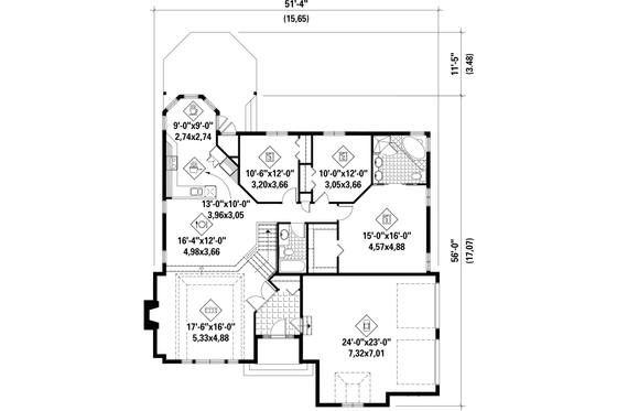 Floor Plan - Main Floor for Traditional House Plan #25-4854 - 3 bed, 2 bath