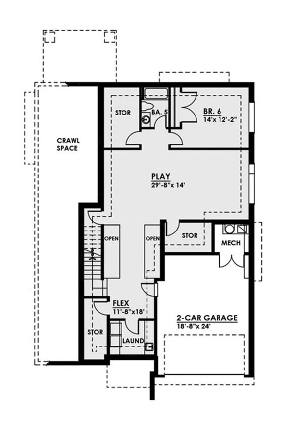 Architectural House Design - Contemporary Floor Plan - Lower Floor Plan #1066-38