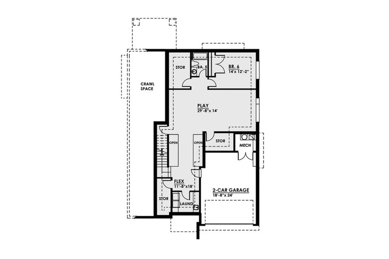 Home Plan - Floor Plan - Lower Floor for Contemporary House Plan #1066-38 - 6 bed, 5.5 bath
